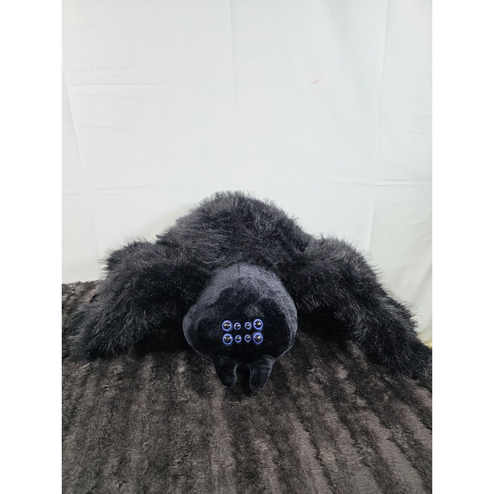 Spirit Halloween Black Faux Fur Plush Spider Blue Eyes 01713312 Decor